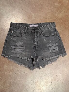 Just USA Black Denim Distressed Shorts, Size S